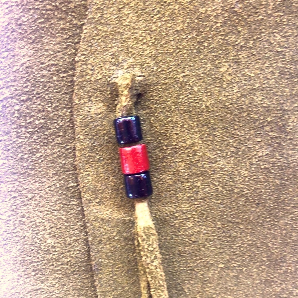 Vintage Army Green Suede Vest Fringe Detail and Flower cut outs - Picture 10 of 16